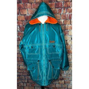 VTG Miami Dolphins NFL The Game Large Hooded Full Zip Coat Jacket Fleece Lined